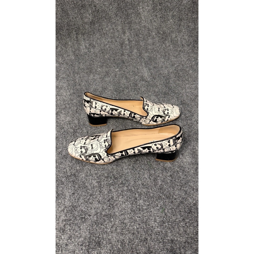Artsy Graphic Face Print Loafers Square Toe Statement Flats Women's – Neefs 10.5 - Picture 4 of 7